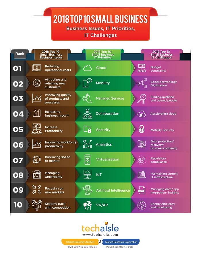 2018 top10 small business it priorities business issues techaisle infographics low res
