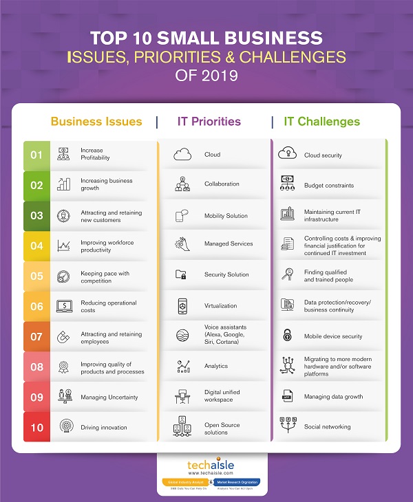 2019 top10 small business it priorities business issues techaisle infographics low res